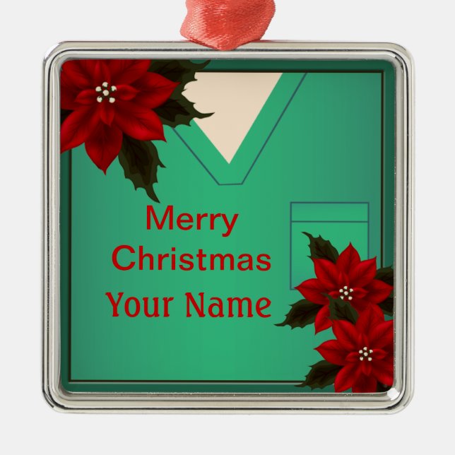Infirmière Green Scrubs Noël Premium Ornement 5 (Devant)