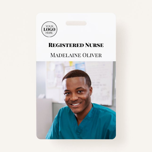 Infirmière ID Photo Blanc Simple Logo Badge (Devant)