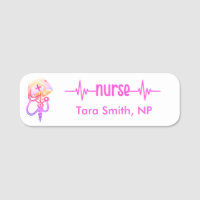 Infirmière inscrite Nom Badge Cute Rose Stethoscop