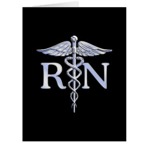 Infirmière inscrite RN Caduceus Snakes Solide Blac