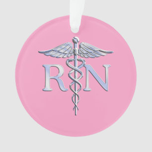 Infirmière inscrite RN Caduceus sur Décor rose cla
