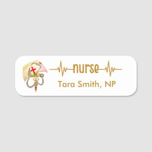 Infirmière inscrite RN Nom Badge Luxe Elegant Gold