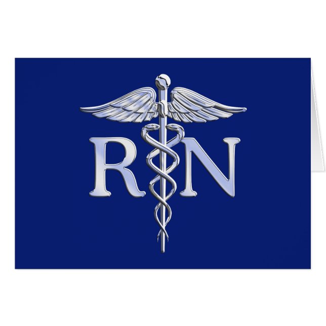 Infirmière inscrite RN Silver Caduceus Navy Blue d (Devant horizontal)