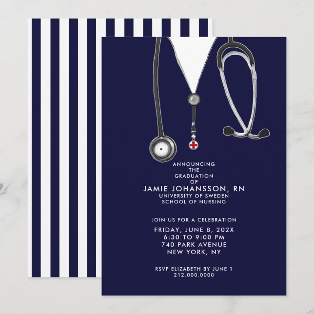 Infirmière - Invitations de la fête de graduation (Devant / Derrière)