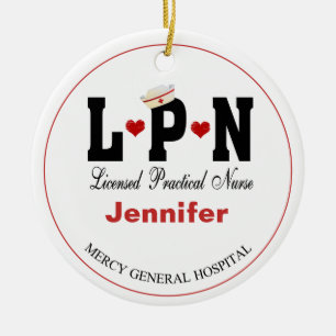 Infirmière LPN personnalisée Ornement en céramique