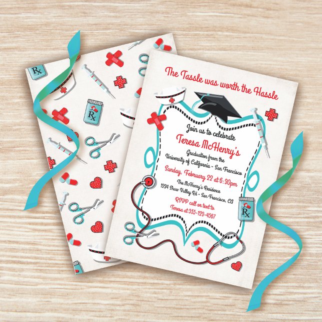 Infirmière Médicale de graduation Invitation avec  (Créateur téléchargé)