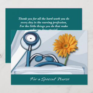 Infirmière Merci. Carte stéthoscope et marguerite