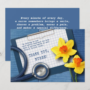 Infirmière Merci. Daffodiques et carte de stéthosc