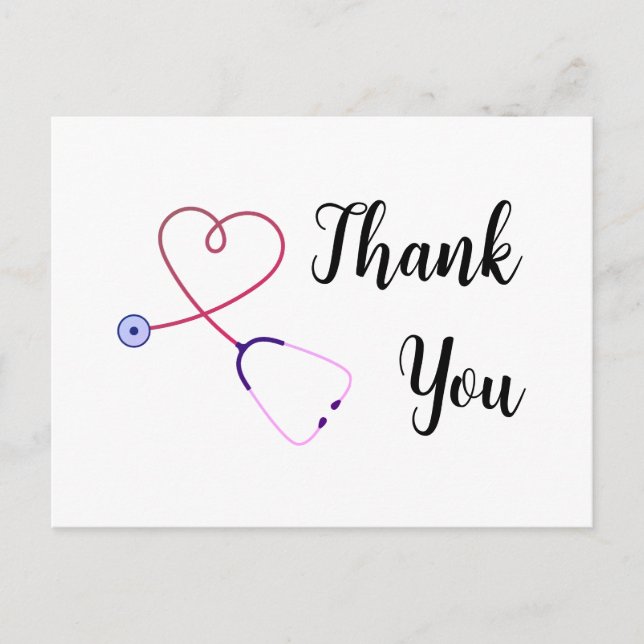 infirmière merci stéthoscope coeur vacances Carte  (Devant)