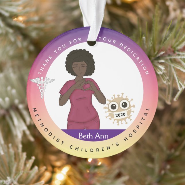 Infirmière noire, ornements de Noël Médicales (Arbre)