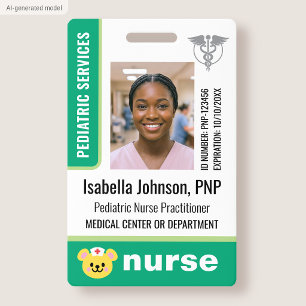 Infirmière pédiatrique Badge ID Photo Logo Ours Ve