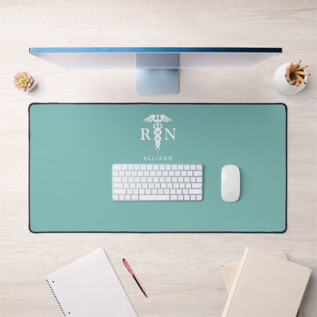 Infirmière personnalisée Turquoise blanc Caduceus  (Bureau 1)