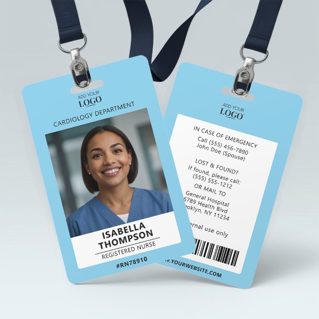 Infirmière Photo et logo badge bleu clair (Créateur téléchargé)