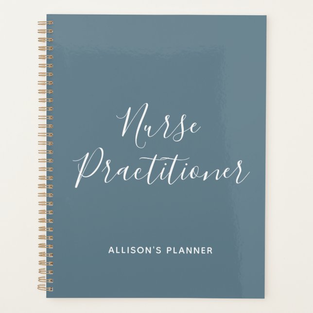 Infirmière praticien Dusty Blue Script personnalis (Devant)