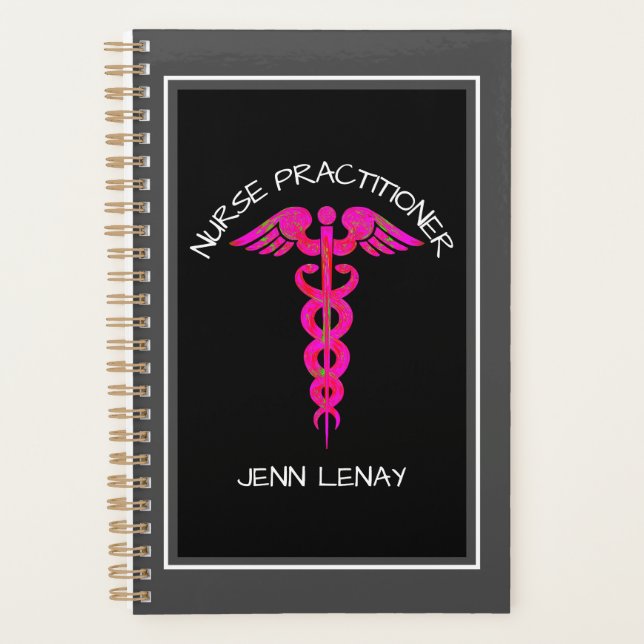 Infirmière Praticien Médicale Pink Caduceus Nom (Devant)