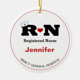 Infirmière Rn personnalisée Ornement en céramique 