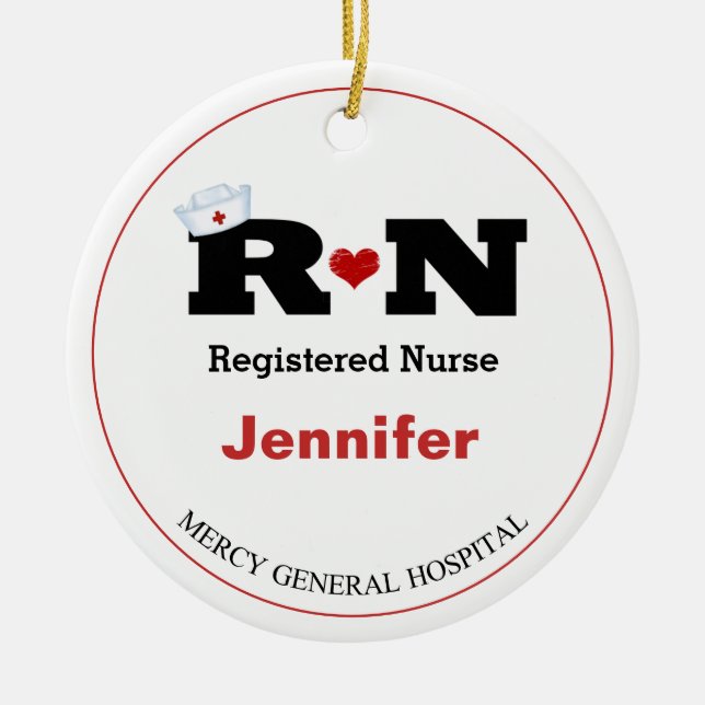 Infirmière Rn personnalisée Ornement en céramique  (Devant)