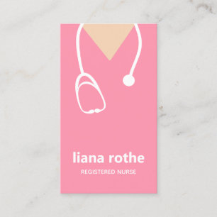 Infirmière rose Scrubs et Carte de visite de stéth