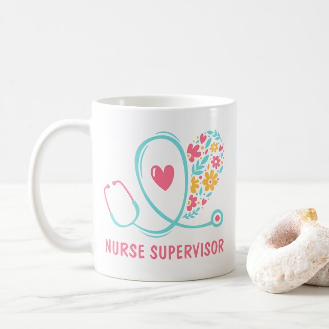 Infirmière Superviseur Cadeau Café Mug (Avec donut)