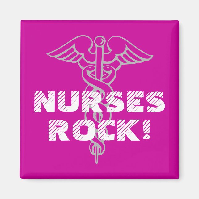 Infirmières Rock ! Aimant avec symbole caduceus (Devant)