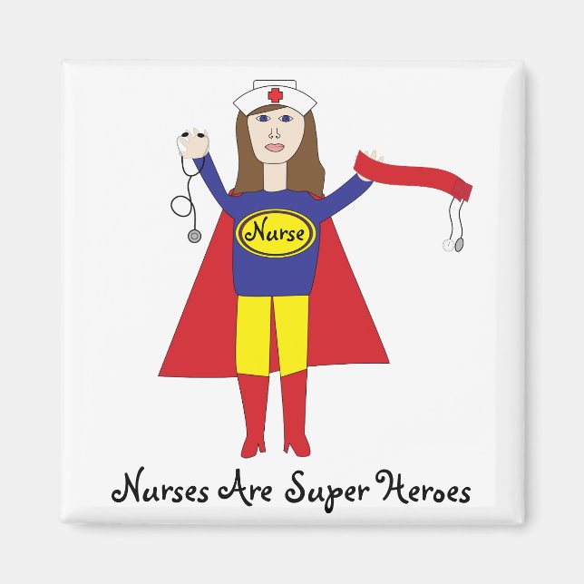 Infirmières Super Héros (Brunette) Magnet (Devant)