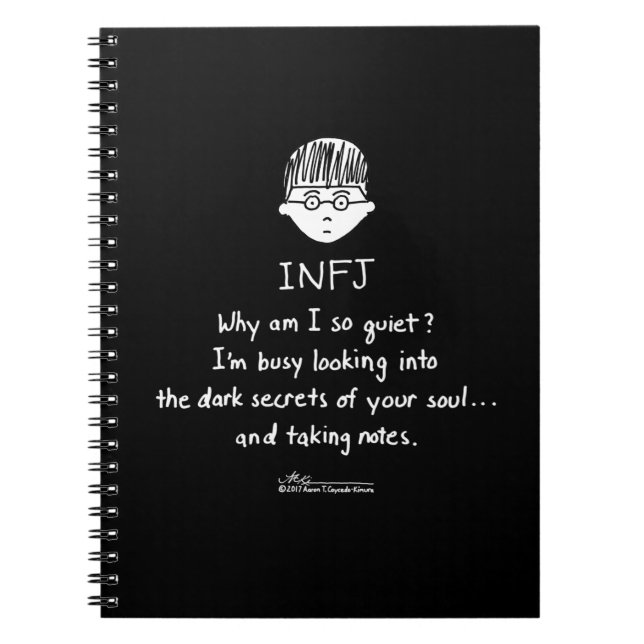 INFJ Taking Notes Black Notebook (Front)