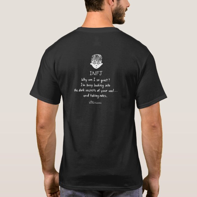 INFJ Taking Notes Men's Black T (Design on Back) T-Shirt (Back)