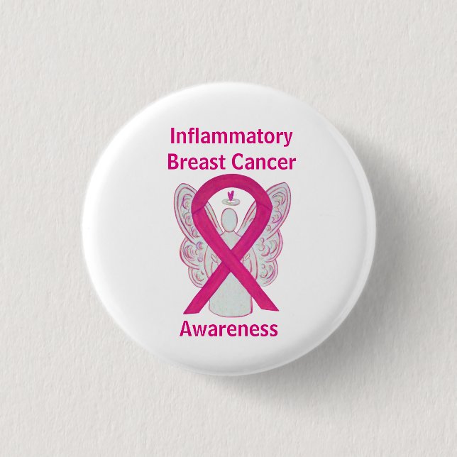 Inflammatory Breast Cancer Hot Pink Angel Pin (Front)