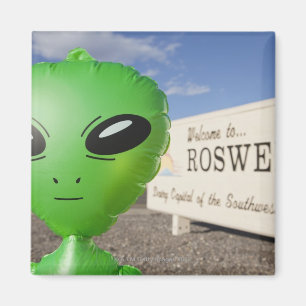 Inflatable alien with Welcome to Roswell sign in Magnet