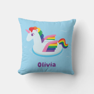 Inflatable Unicorn Pool Float Kids Room Decor Throw Pillow