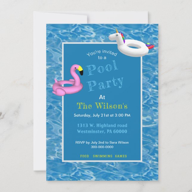 Inflatables pool party invitation (Front)