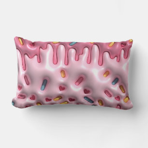 Inflated Puffy Sprinkle Candy Ice Cream 90s Pink Lumbar Pillow