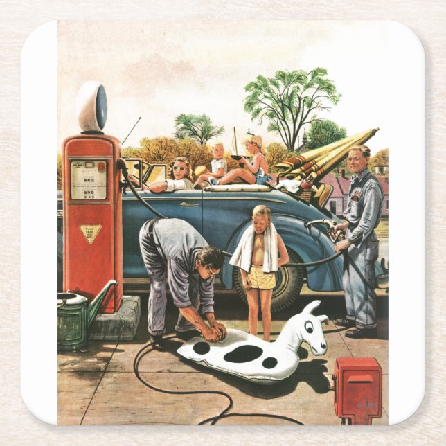 Inflating Beach Toy Square Paper Coaster (Front)