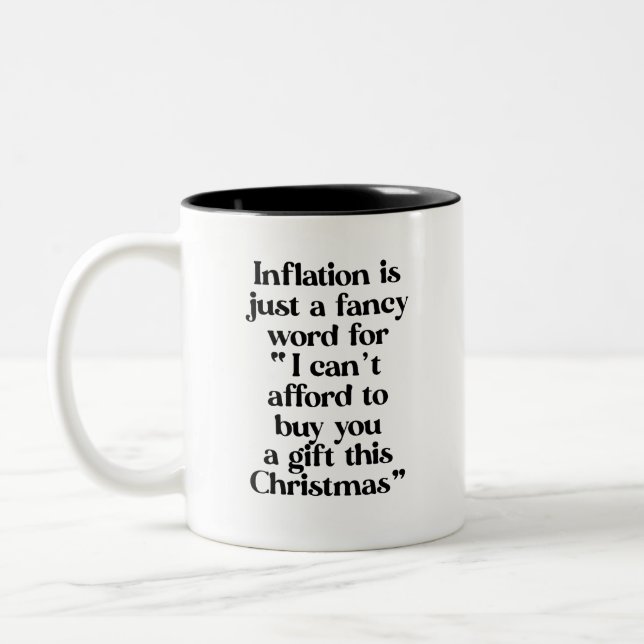 Inflation Funny Christmas Meme Coffee Mug (Left)
