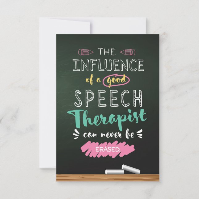 Influence of a Good Speech Therapist Thank You Card (Front)