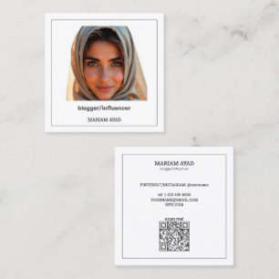 Influencer Blogger Custom QR & Photo Square Business Card