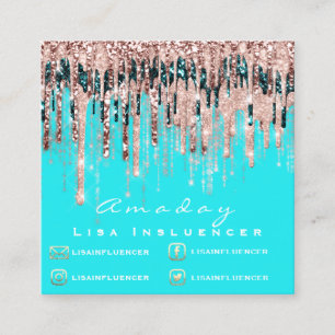 Influencer Blogger Drips Social Media Rose Ocean Square Business Card