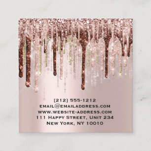 Influencer BloggerMakeup Artist Drips Rose Gold Square Business Card