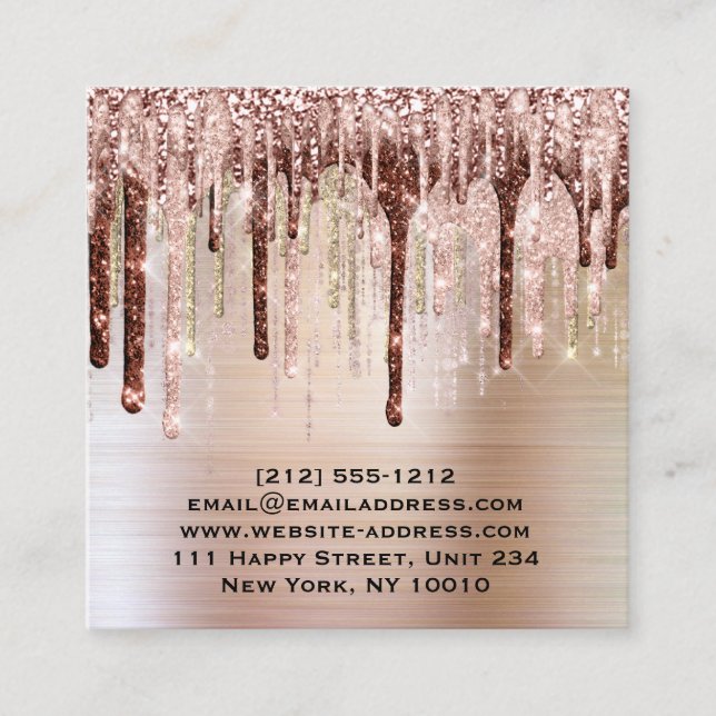 Influencer BloggerMakeup Artist Drips Rose Lips Square Business Card (Front)