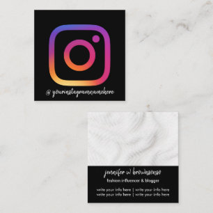 Influencer custom add your photo black square business card