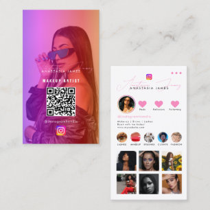 Influencer Photo Feed Girly Social Media QR Code  Business Card