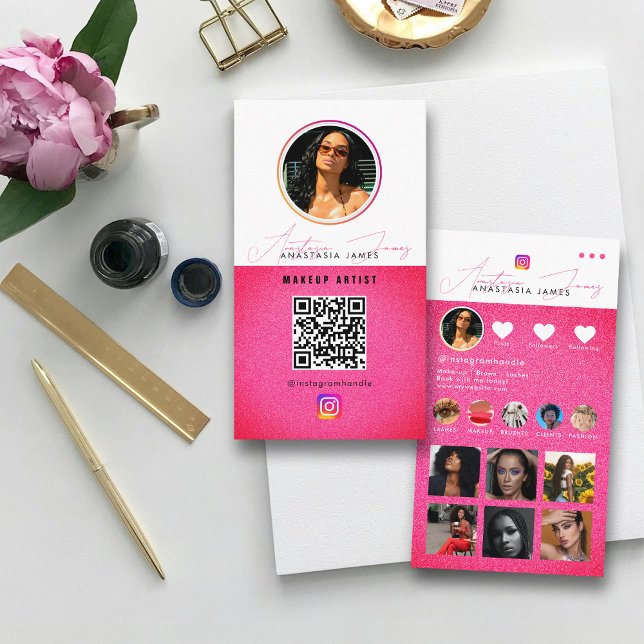 Influencer Photo Feed Grid Social Media QR Code  Business Card (Influencer Photo Feed Grid Social Media QR Code Business Card)