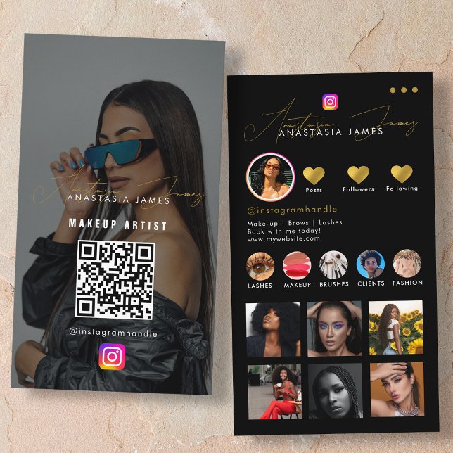 Influencer Photo Feed Grid Social Media QR Code  Business Card (Influencer Photo Feed Grid Social Media QR Code Business Card)