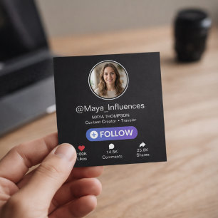 Influencer Social Media UI Square TikTok Style QR Business Card