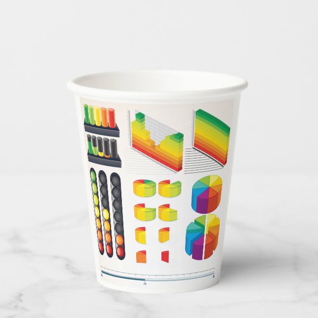 Infographic Elements and Data Visualization Paper Cups (Front)
