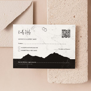 Informal Minimalist Black & White QR Code RSVP Card