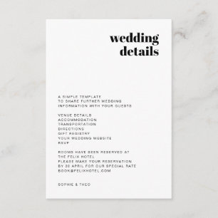 Informal Minimalist   Modern Retro Casual Wedding Enclosure Card