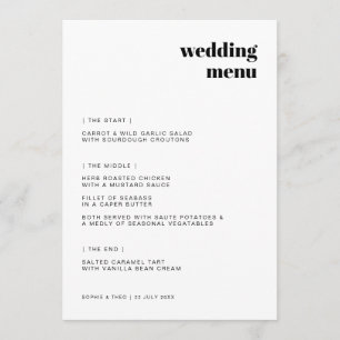 Informal Minimalist   Modern Retro Casual Wedding Menu
