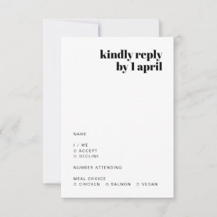 Informal Minimalist   Modern Retro Casual Wedding RSVP Card