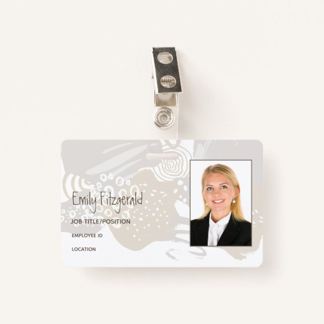 Informal Photo ID Feminine Business Pattern Badge (Front with Clip)